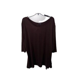 Simply Aster By Firmiana Women's plus sz 4X Dark brown Tunic Top NWT 3/4 sleeve